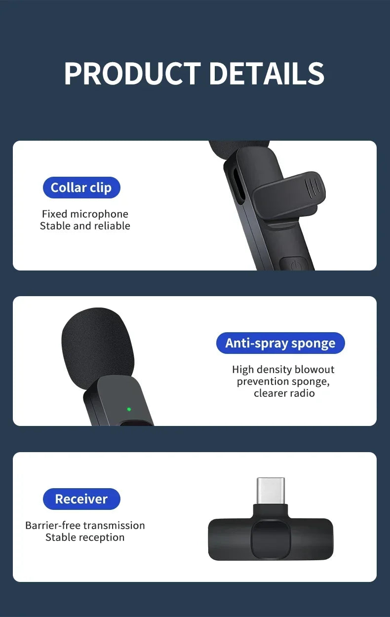 🎤 Wireless Lavalier Microphone – Professional Audio Anywhere! 🎤