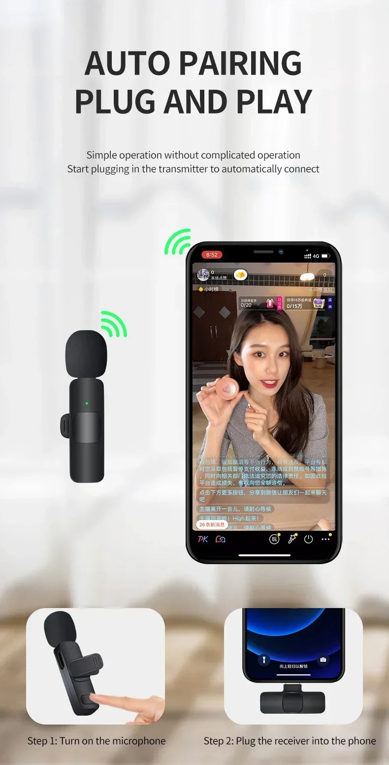 🎤 Wireless Lavalier Microphone – Professional Audio Anywhere! 🎤